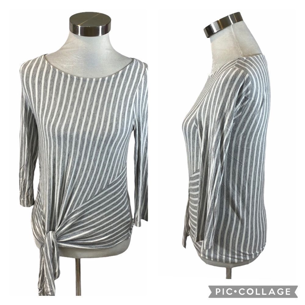 ModCloth Long Sleeved Side Knot Striped‎ T-Shirt Sm